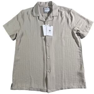 Denim & Flower Ricky Singh Textured Dobby Short Sleeve Button Up Shirt Medium